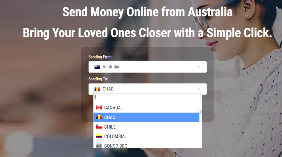 Select the destination country